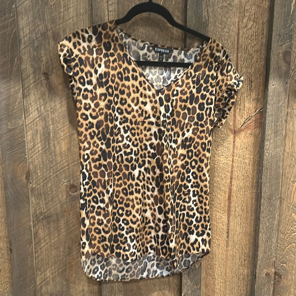 Cheetah print v neck top